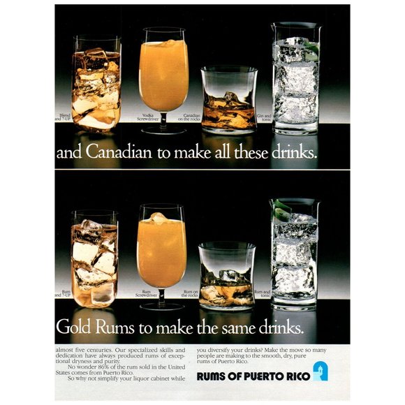 1985 Puerto Rican Rum 2 Page Vintage Print Ad Bar Photo Mixology Cocktail Art - Picture 3 of 3